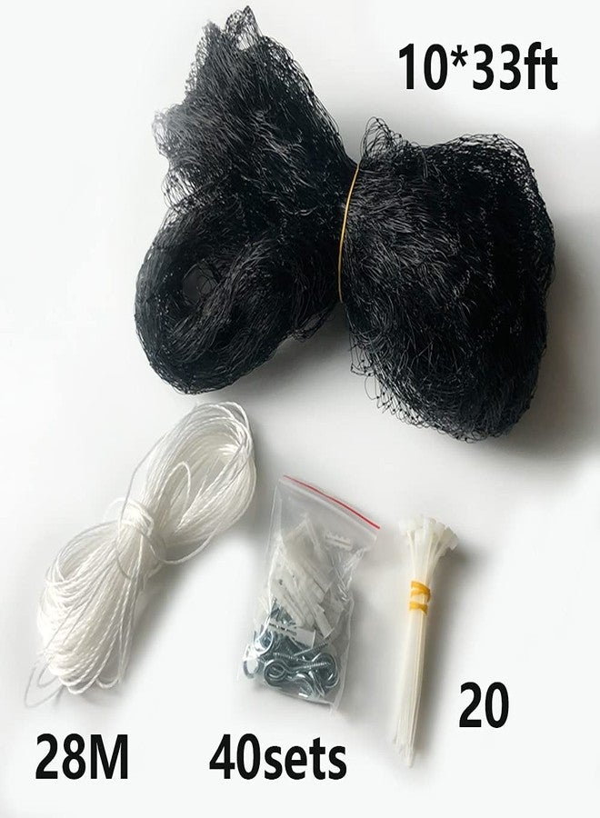 Piowet Cat Balcony Rail Net Cat Anti-Fall Netting Pet Balcony Mesh Fence Net Dog Fence Nets Black Nylon Pets Anti-Fall Mesh Fence, 10 x 33ft - Image 2